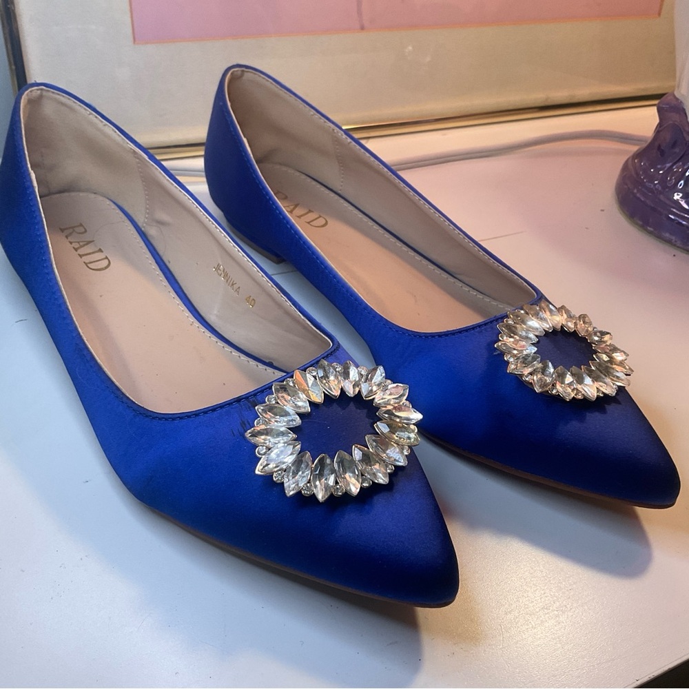 RAID Royal Blue Women's Flats with Crystal Detail purchased at Hudson’s Bay.